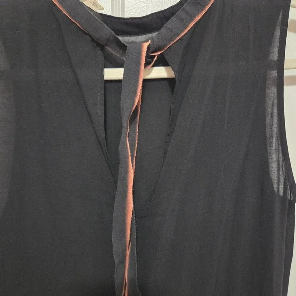 Diesel Black Sleeveless Ruffle Hem Tie Neck Top Womens Size S - Picture 5 of 8